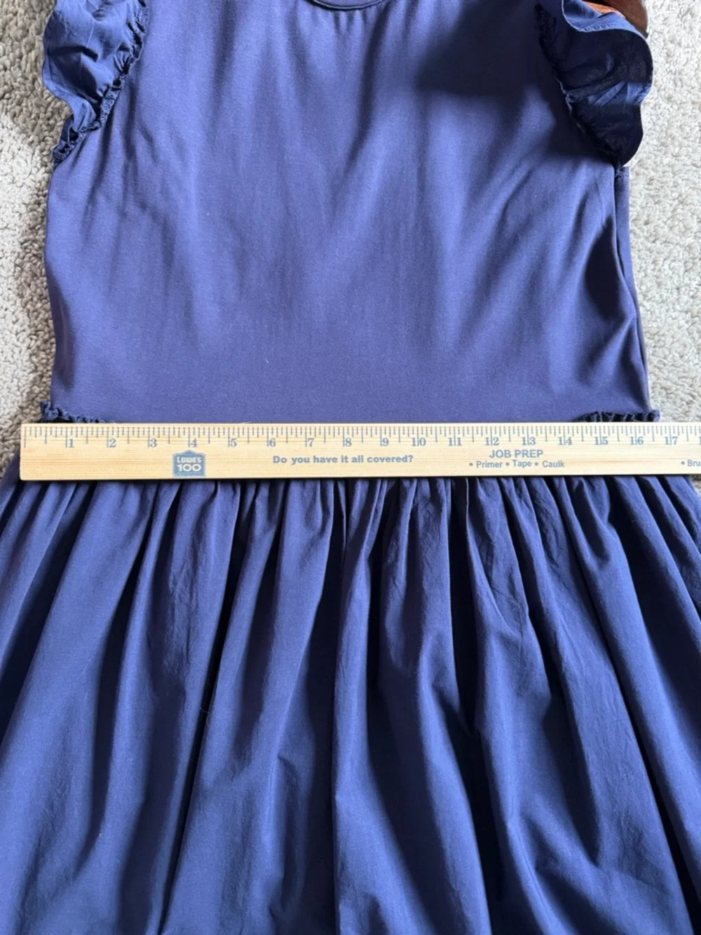 Philosophy Navy Ruffle Sleeve Midi Dress Eyelet Hem Large - Picture 13 of 13